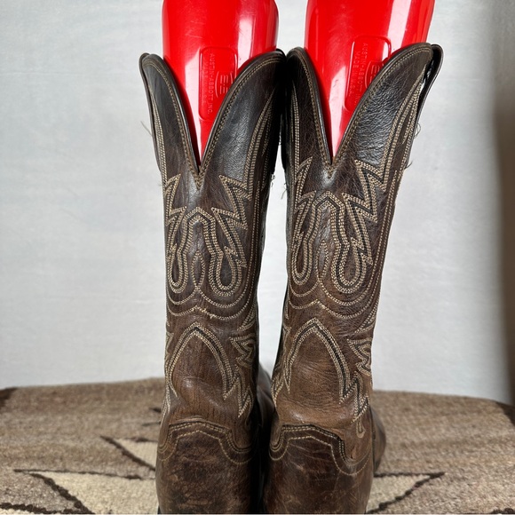 Lucchese Savannah dark Brown Western Boots cowboy cowgirl pointed toe leather - Picture 6 of 14